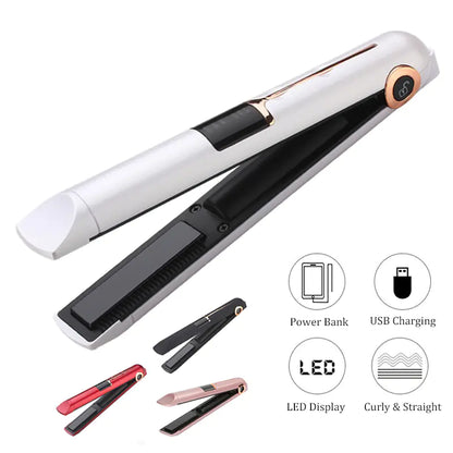 Portable USB Rechargeable Hair Straightener and Curler
