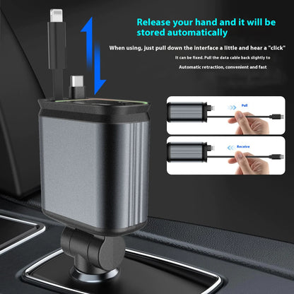 4-in-1 - Retractable Car Charger with Starry Light